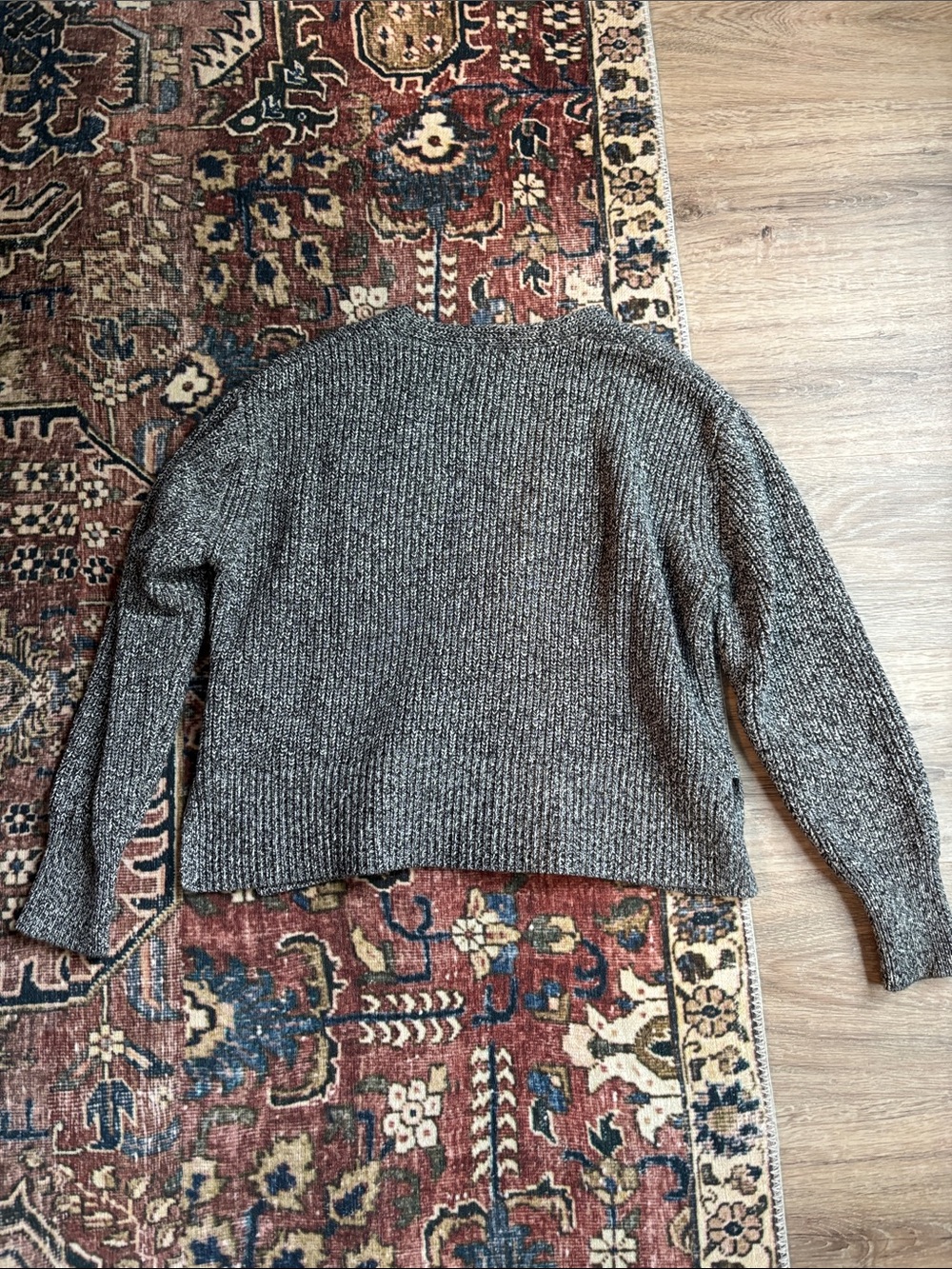 Massimo Dutti Black and White Marled Cotton Knit Sweater - Picture 4 of 4